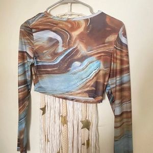 Marble Long Sleeve Crop Top
